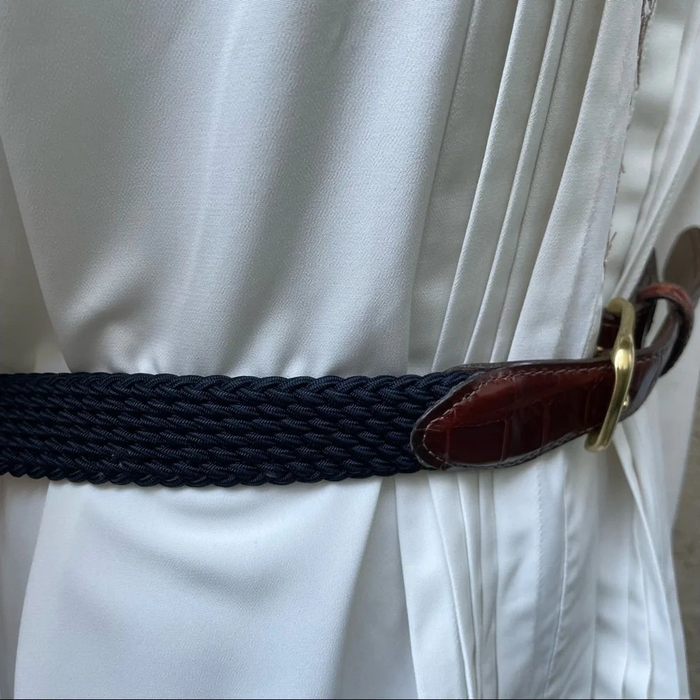 Vintage navy blue/gold with leather Brighton stretchy belt
